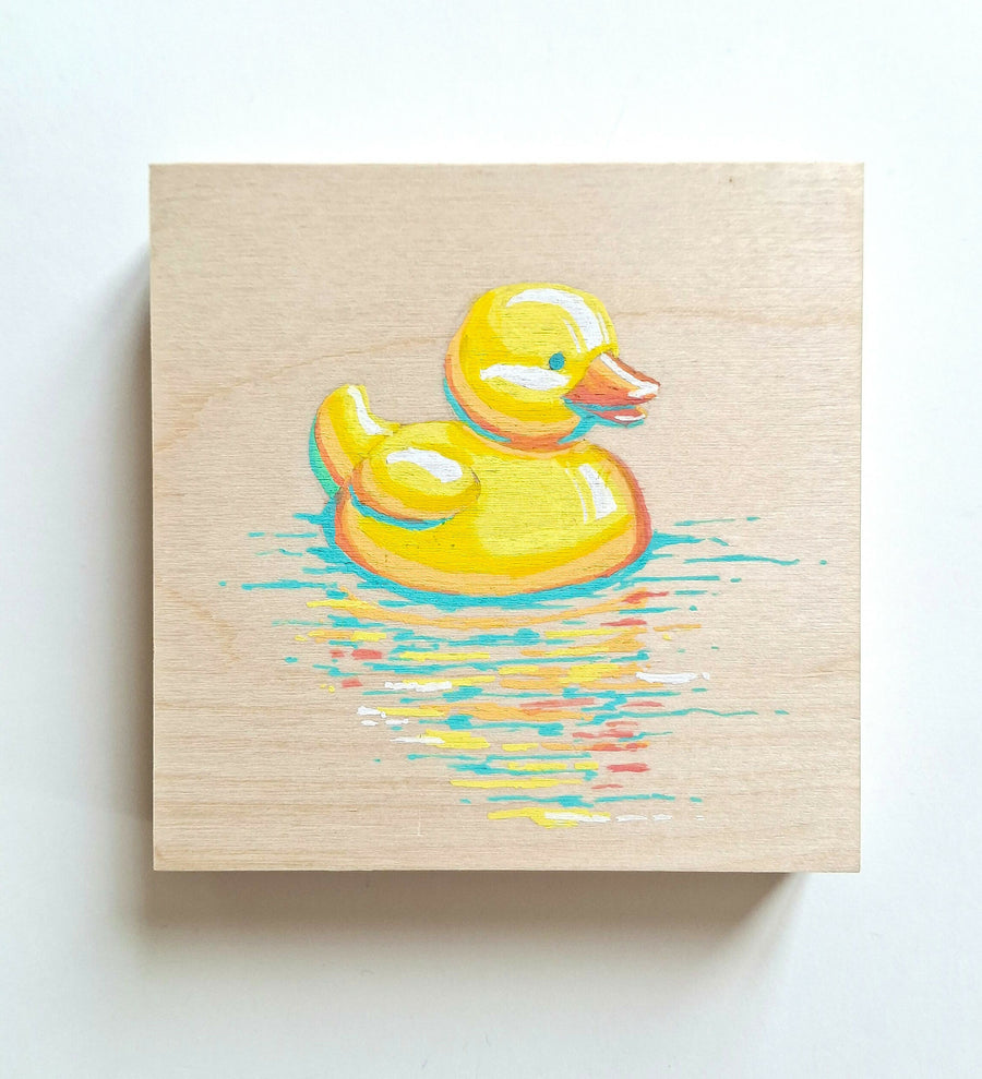 Schattige eendenkunst op hout — beeld 2