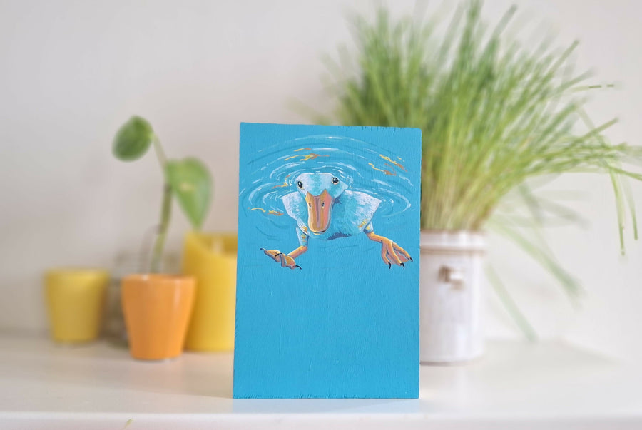 Schilderij van een eend op hout — beeld 2